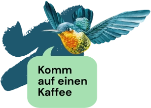 Blauer Vogel auf blau