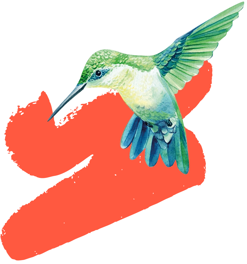 Grüner Vogel auf Rot
